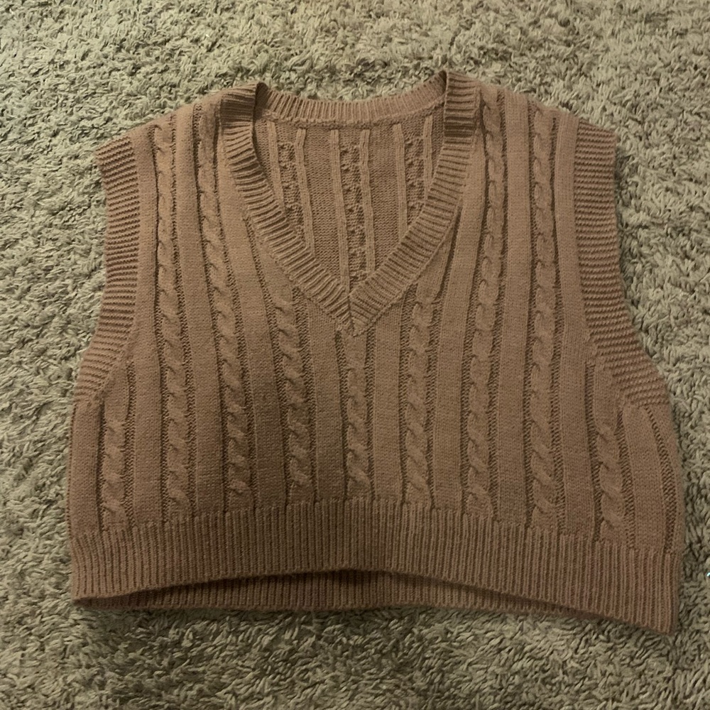 Cropped brown cottage core sweater